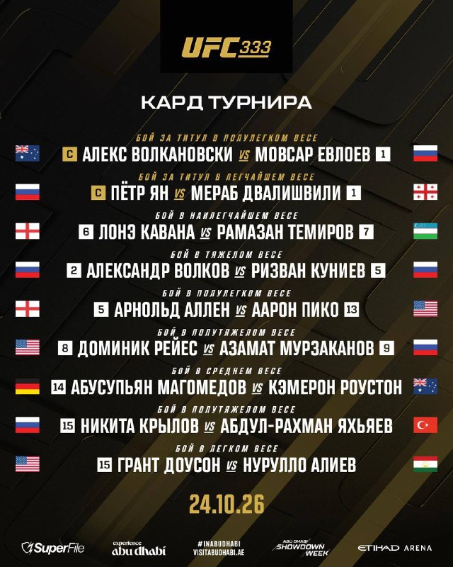 Фото поста канала UFC Eurasia