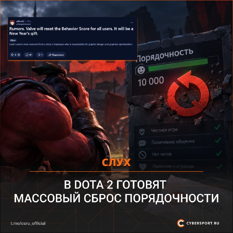 Фото поста канала Cybersport.ru | Киберспорт | CS2 | DOTA 2