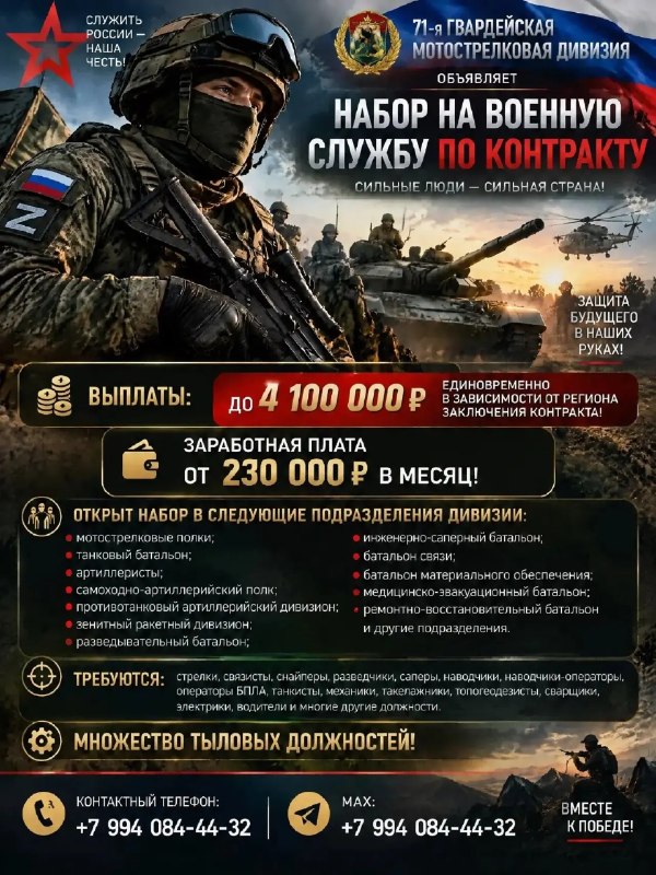 Фото поста канала СЛУЖБА ПО КОНТРАКТУ | СВО | АРМИЯ РОССИИ | СВОДКИ