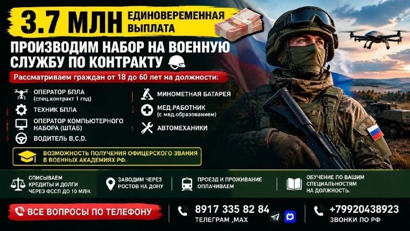 Фото поста канала СЛУЖБА ПО КОНТРАКТУ | СВО | АРМИЯ РОССИИ | СВОДКИ