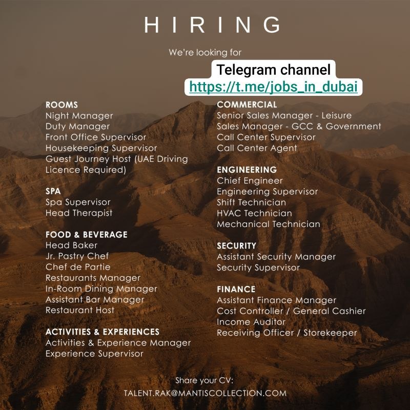 Фото поста канала Jobs in Dubai , UAE