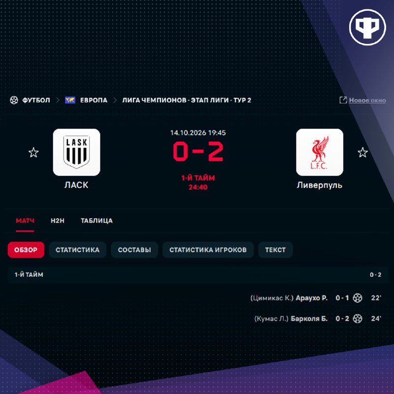 Фото поста канала Реальный Футбол LIVE